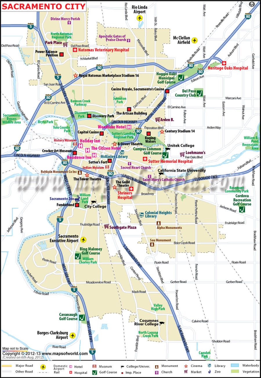 Sacramento City Map California